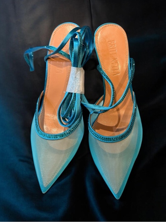 Britt Netta Shoes - Teal Pointed-Toe Lace-Up Mules